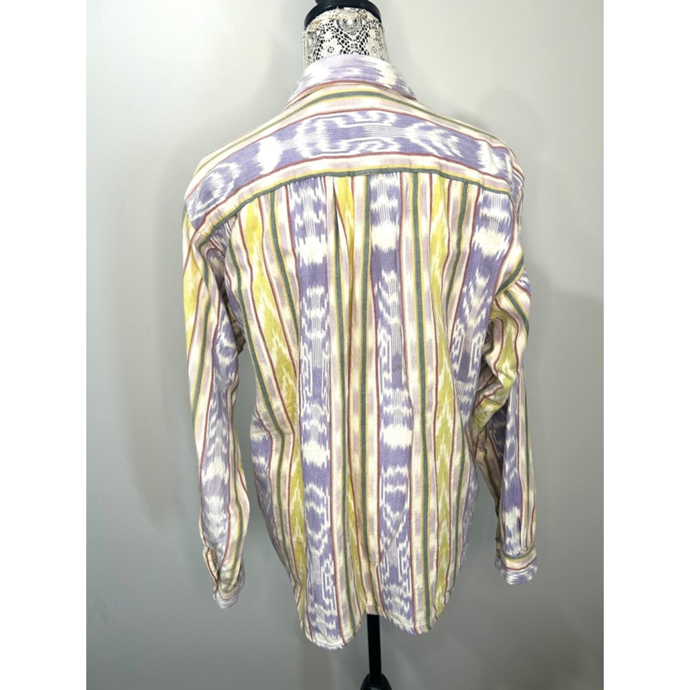 Men's vintage 90s Popol Vuh Shirt, Size M, White & Purple streetwear grunge - Picture 5 of 8